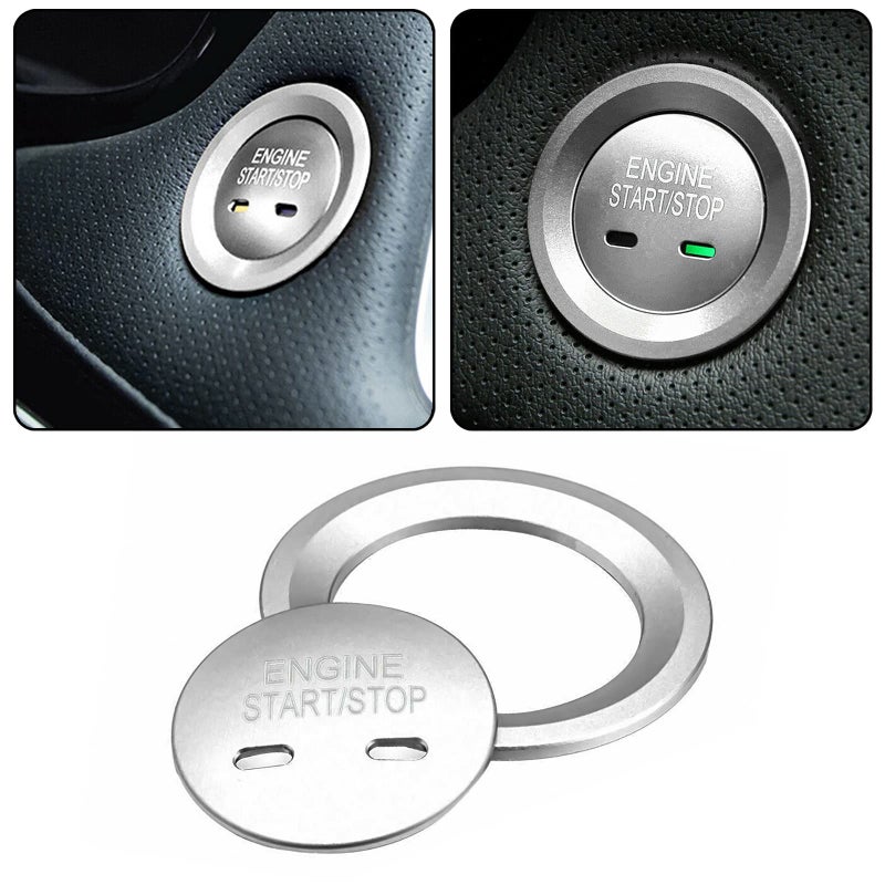 x xotic tech Xotic Tech Silver Aluminum Engine Start Button with Surrounding Trim Compatible with Chevrolet Equinox Tahoe Cruz - Image 1